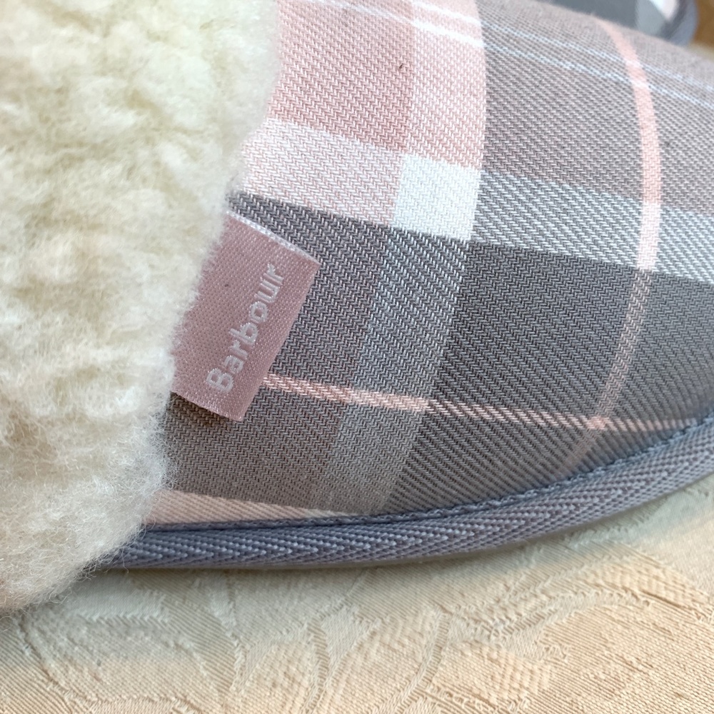 BARBOUR Lydia pink/grey tartan mule slipper - Picture 2 of 11